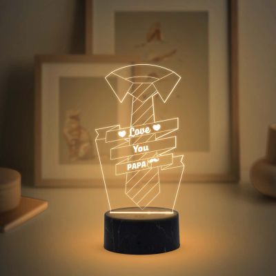 3D Illusion Love You Papa  Night Lamp with Warm White Color Birthday Gift For Papa